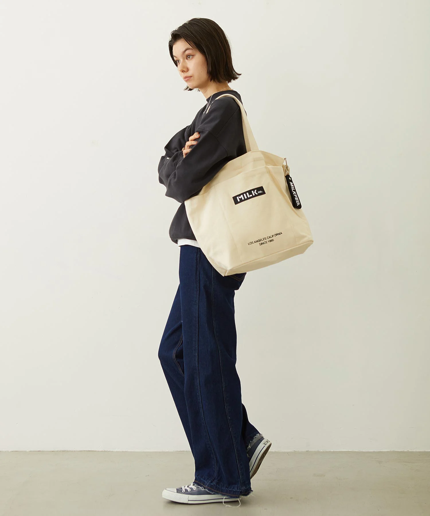 BAR AND UNDER LOGO BIG CANVAS BAG MILKFED. - Image 19