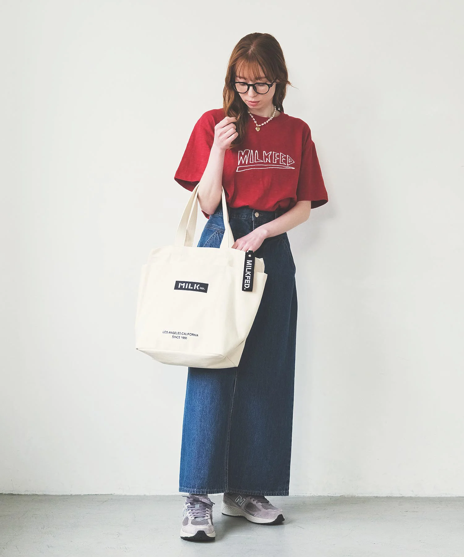 BAR AND UNDER LOGO BIG CANVAS BAG MILKFED. - Image 27