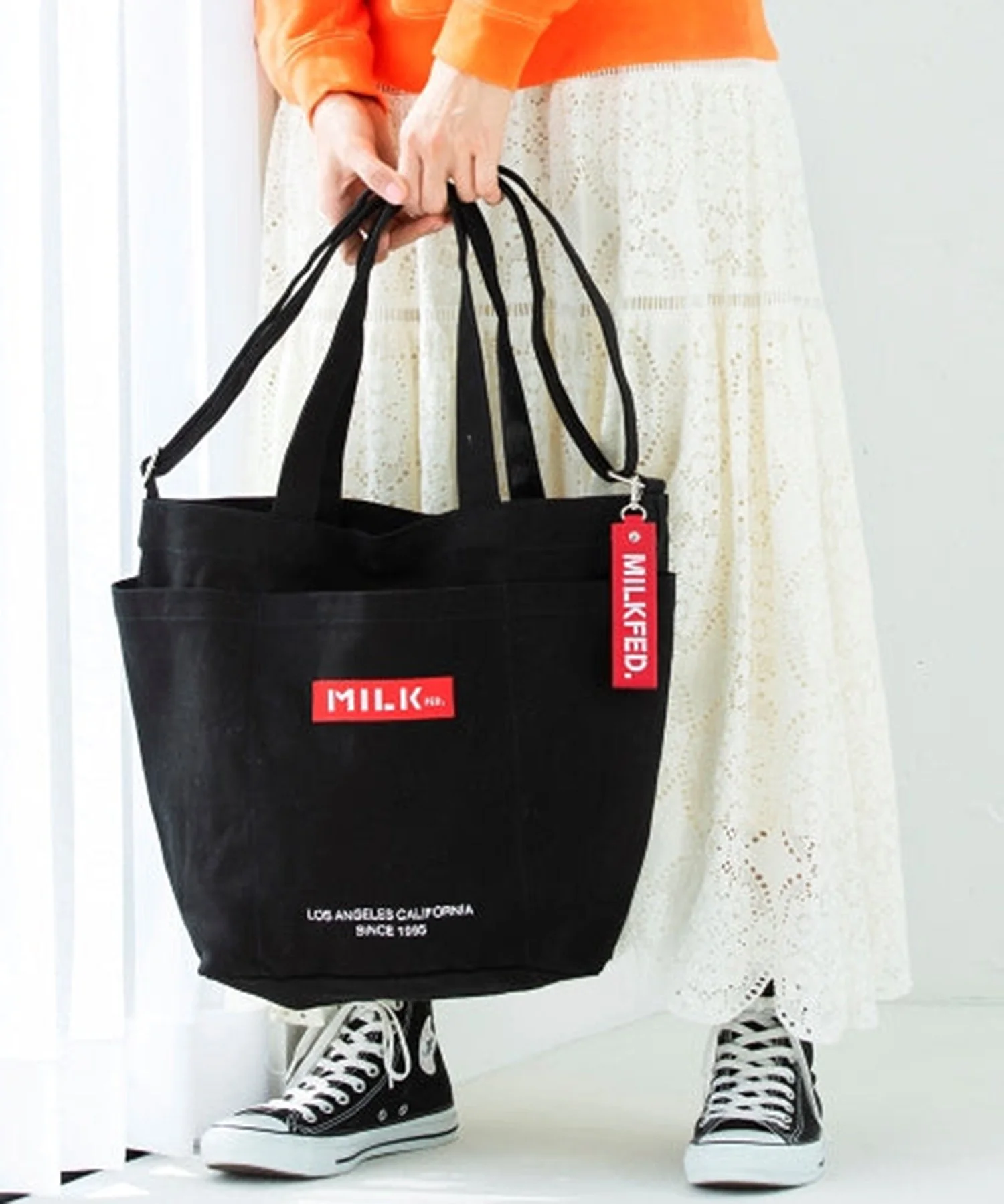 BAR AND UNDER LOGO BIG CANVAS BAG MILKFED. - Image 30