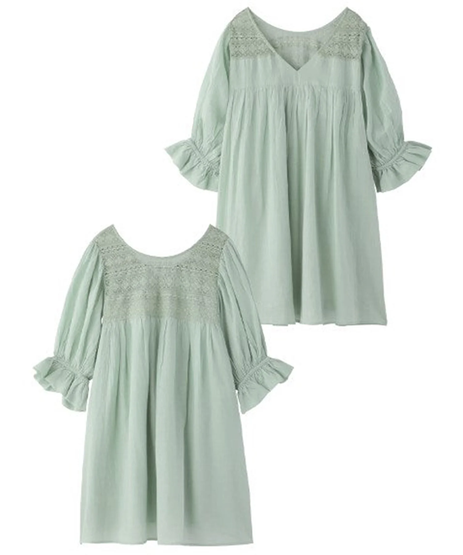 LACE GATHERED MINI DRESS MILKFED. - Image 10