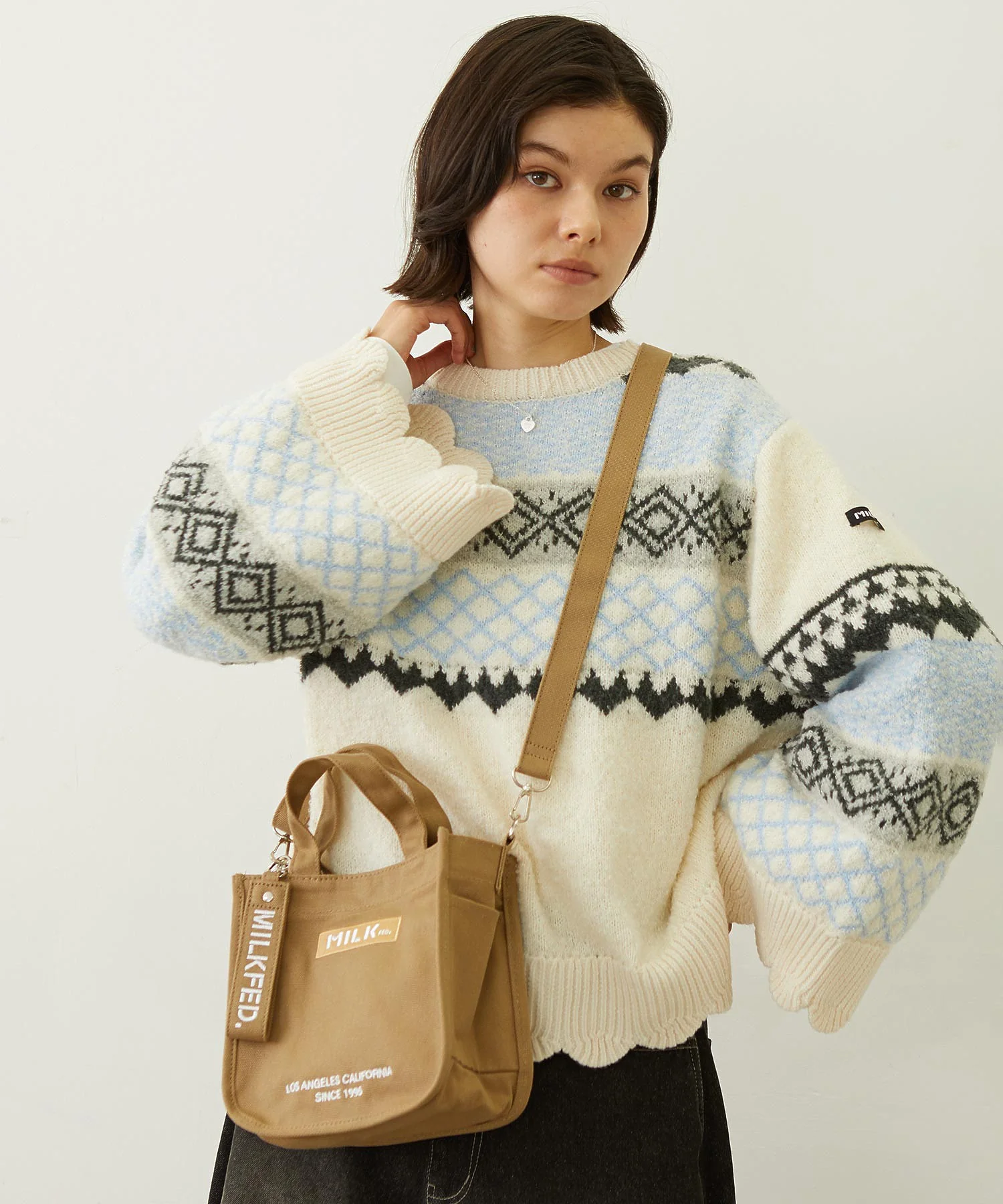 EMBROIDERED BAR MINI SHOULDER BAG W/STRAP MILKFED. - Image 35