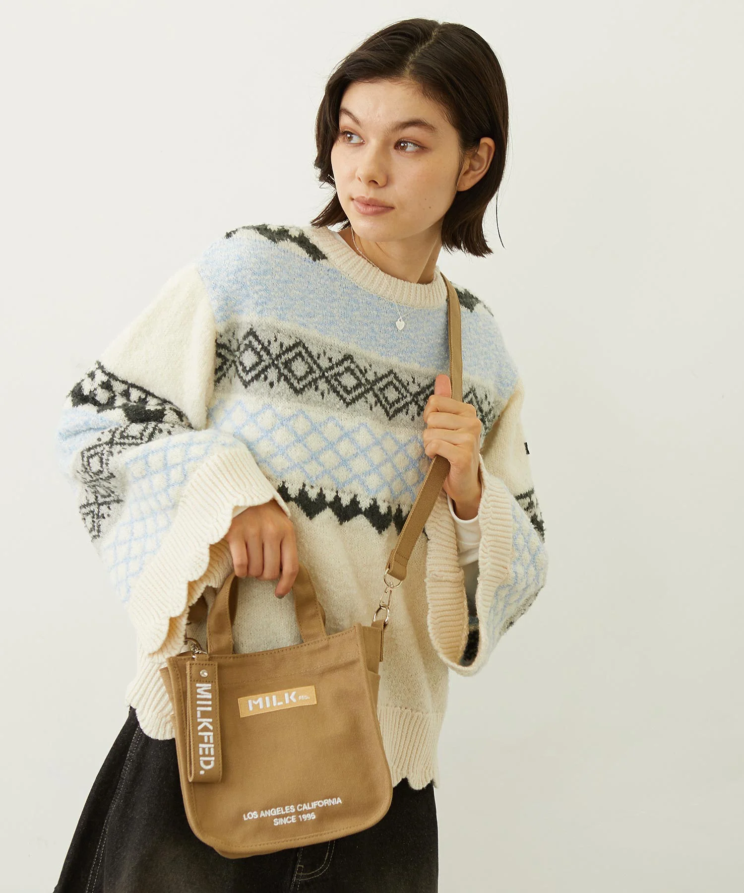 EMBROIDERED BAR MINI SHOULDER BAG W/STRAP MILKFED. - Image 36