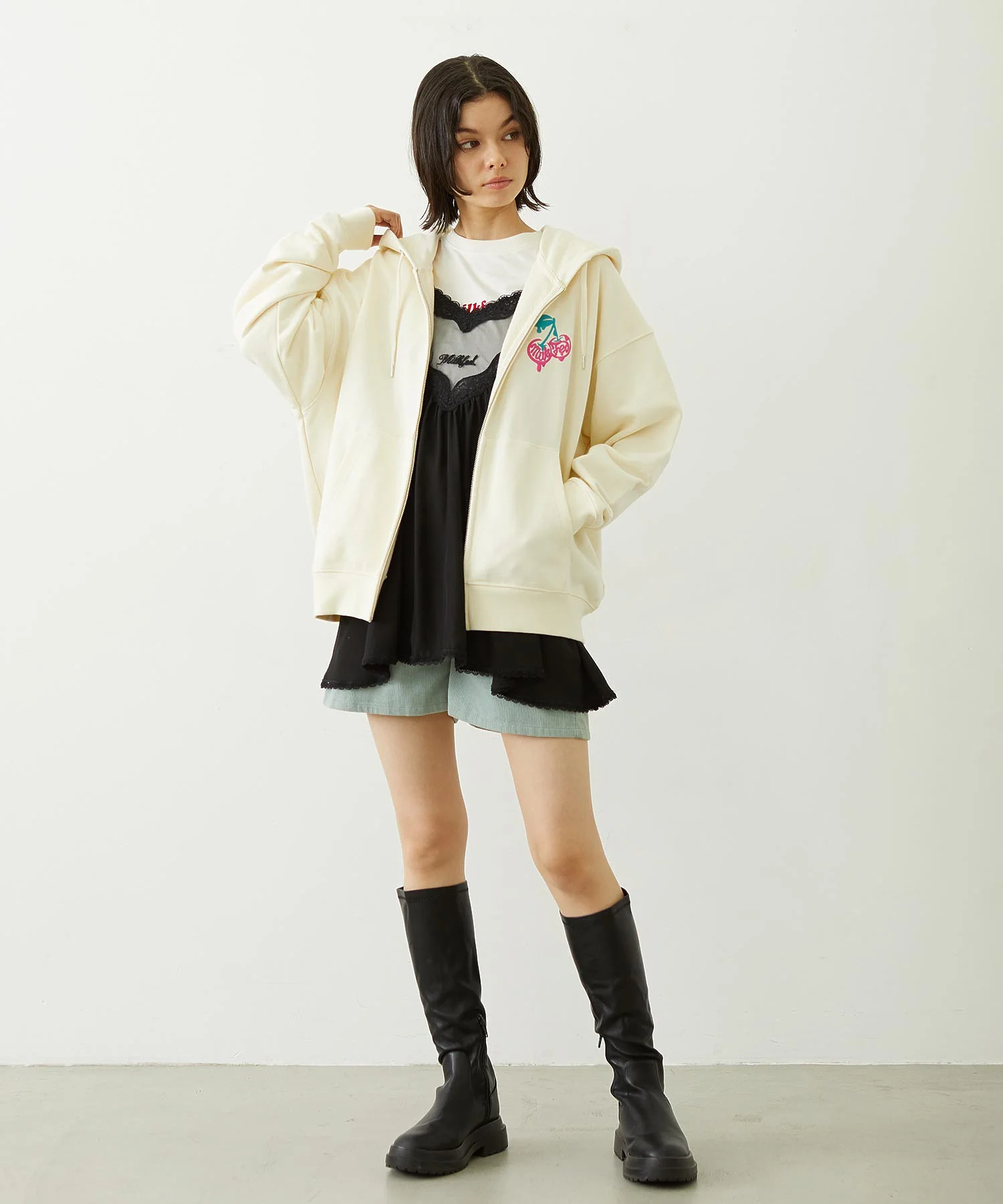 MELTY CHERRY WIDE ZIP UP HOODIE - Image 7