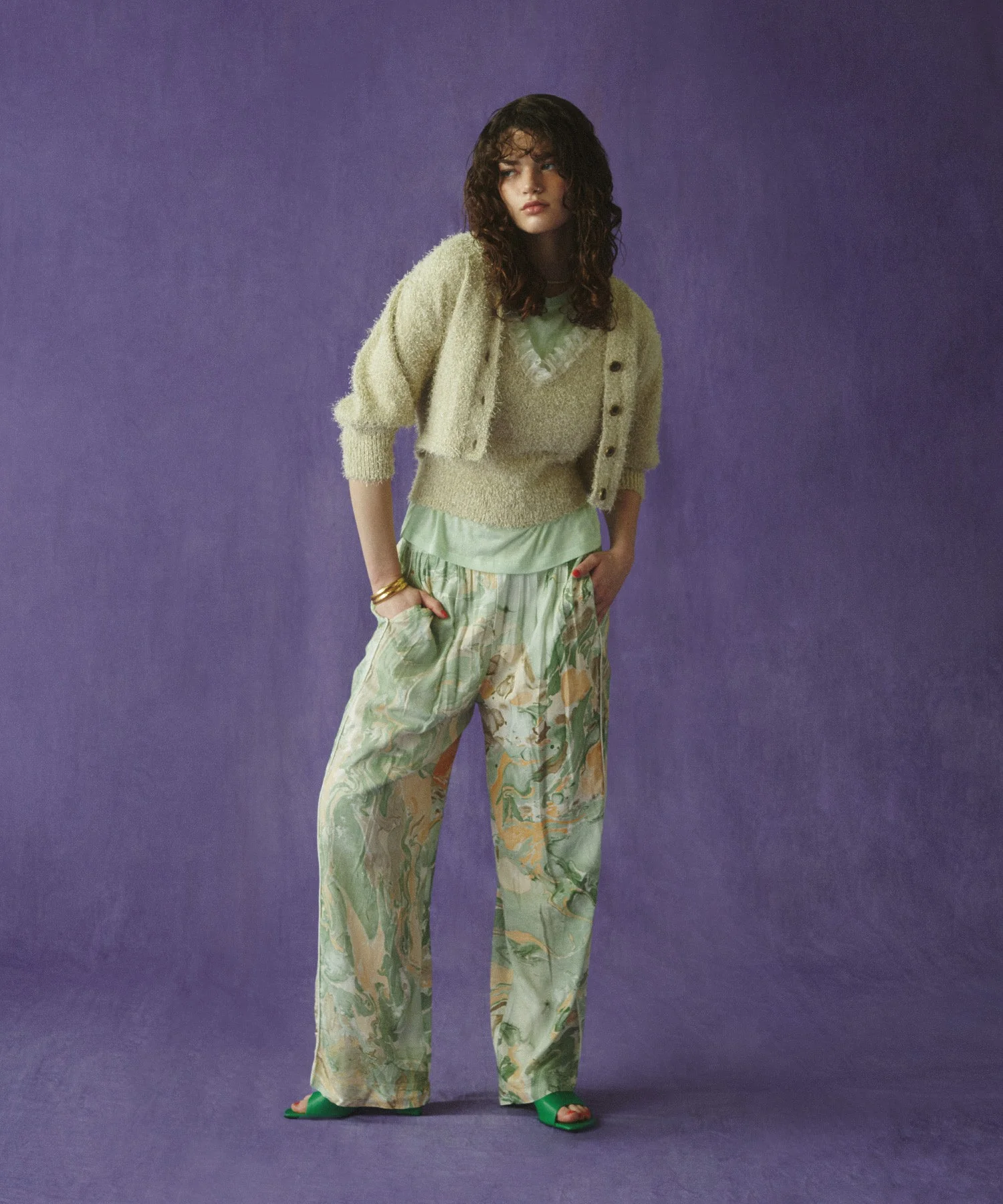 MARBLE PRINT EASY PANTS - Image 9